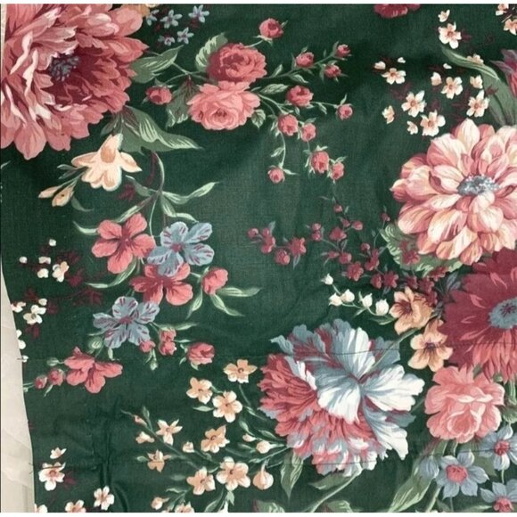Vintage Croscill Granada Curtain Valance 18" x 90" Green Pink Roses Floral - Picture 10 of 11
